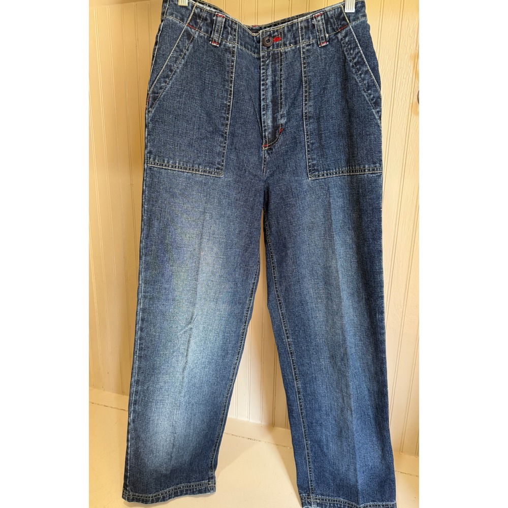 Route 66 Vintage 90's Y2K Wide Leg Utility Jeans Medium Wash Blue Juniors 11/12